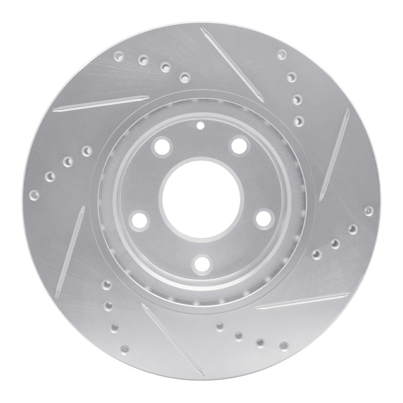 Mazda 3 Brake Rotor (1) - Front Left - R1 Concepts - Drilled & Slotted - Silver - `14-`24